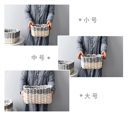 Nordic Cotton Rope Woven Basket Storage Organizer