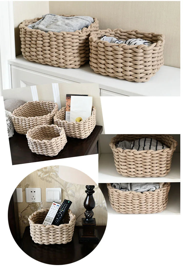 Nordic Cotton Rope Woven Basket Storage Organizer