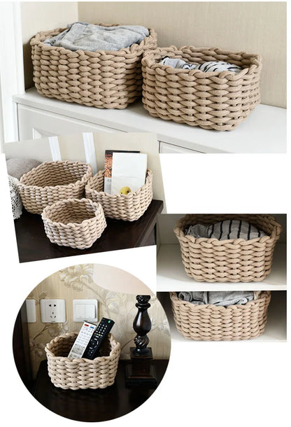 Nordic Cotton Rope Woven Basket Storage Organizer