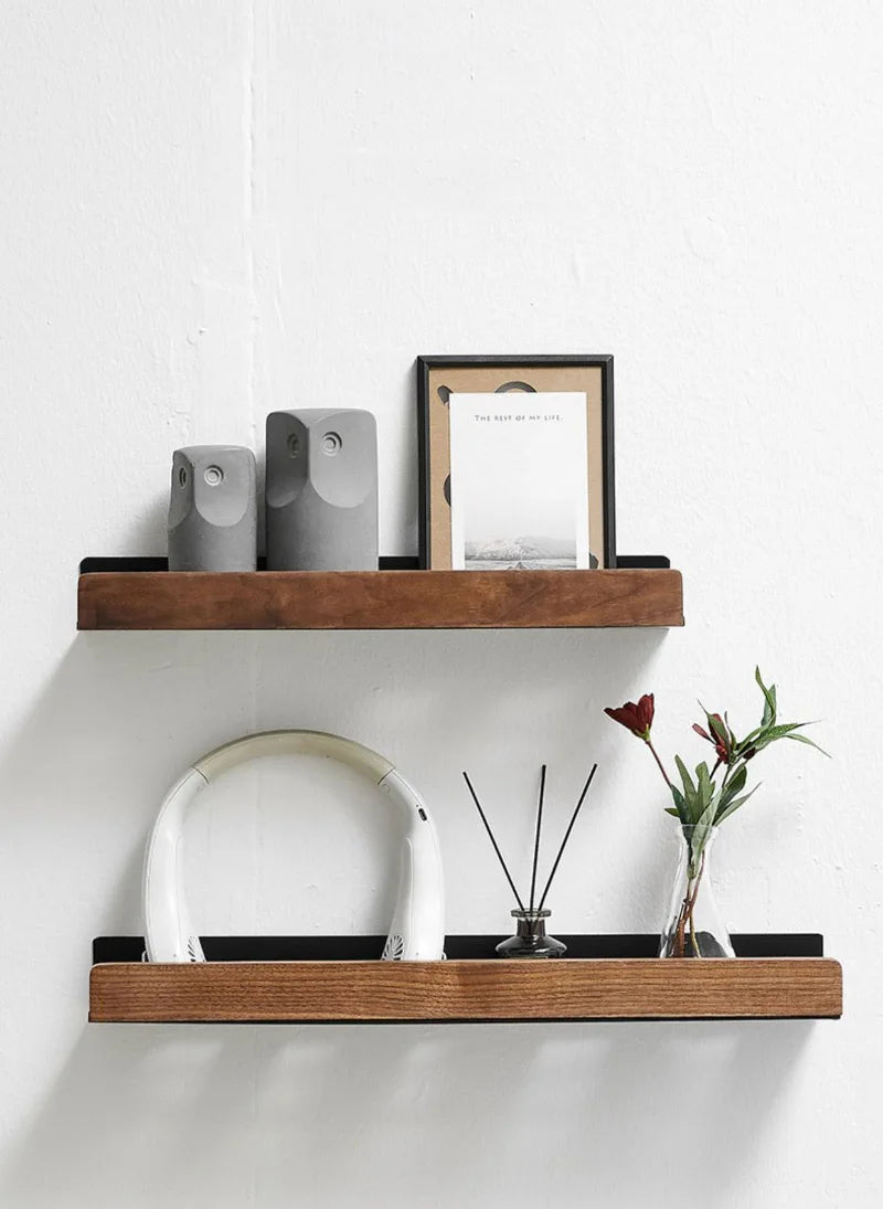 Punch-Free Wooden Bathroom Shelf