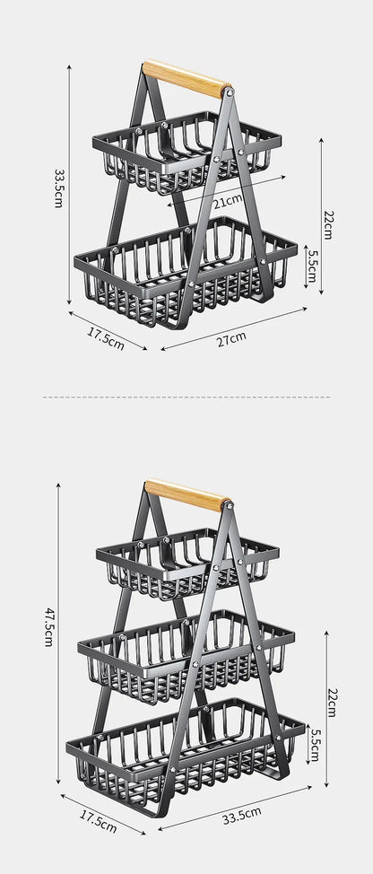 2/3-Tier Countertop Fruit Basket Organizer