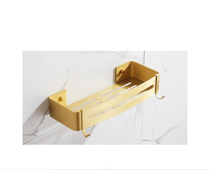 Brushed Gold Wall-Mounted Bathroom Corner Shelf