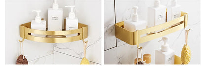 Brushed Gold Wall-Mounted Bathroom Corner Shelf