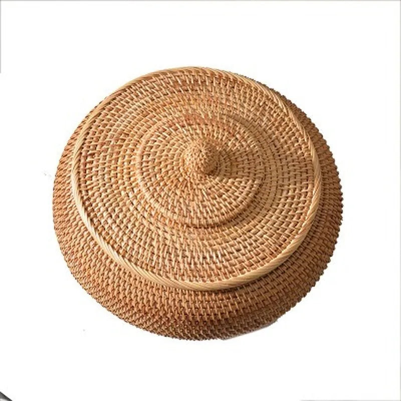 Hand-Woven Round Rattan Basket