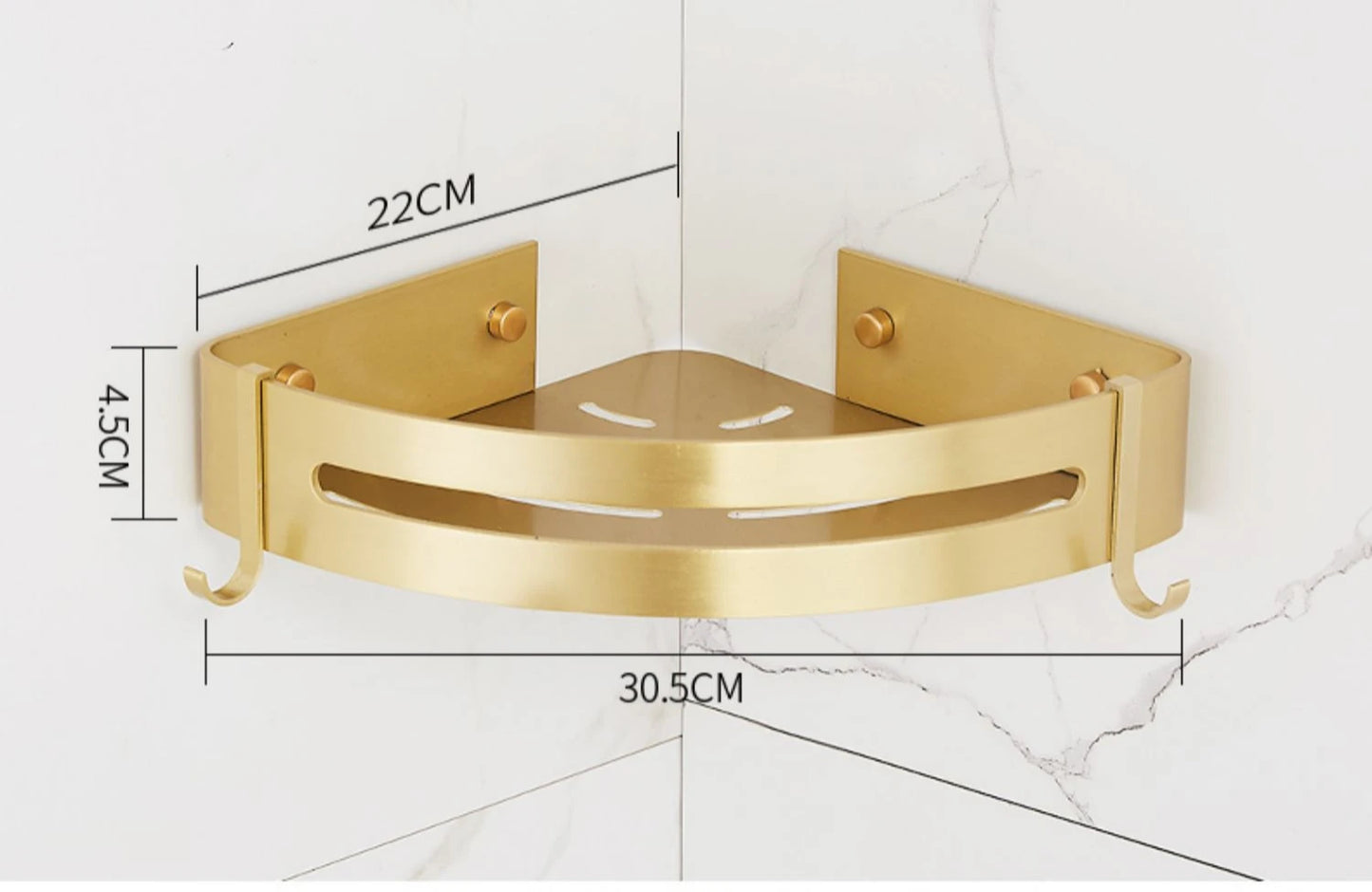 Brushed Gold Wall-Mounted Bathroom Corner Shelf