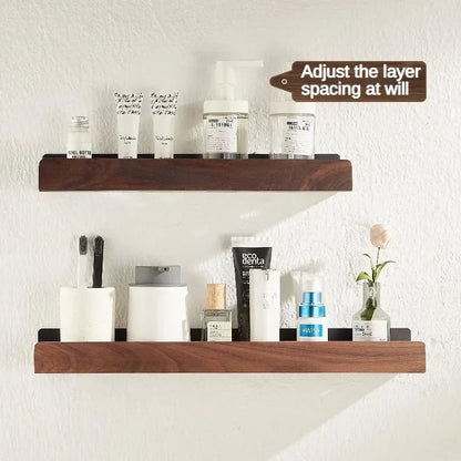 Punch-Free Wooden Bathroom Shelf