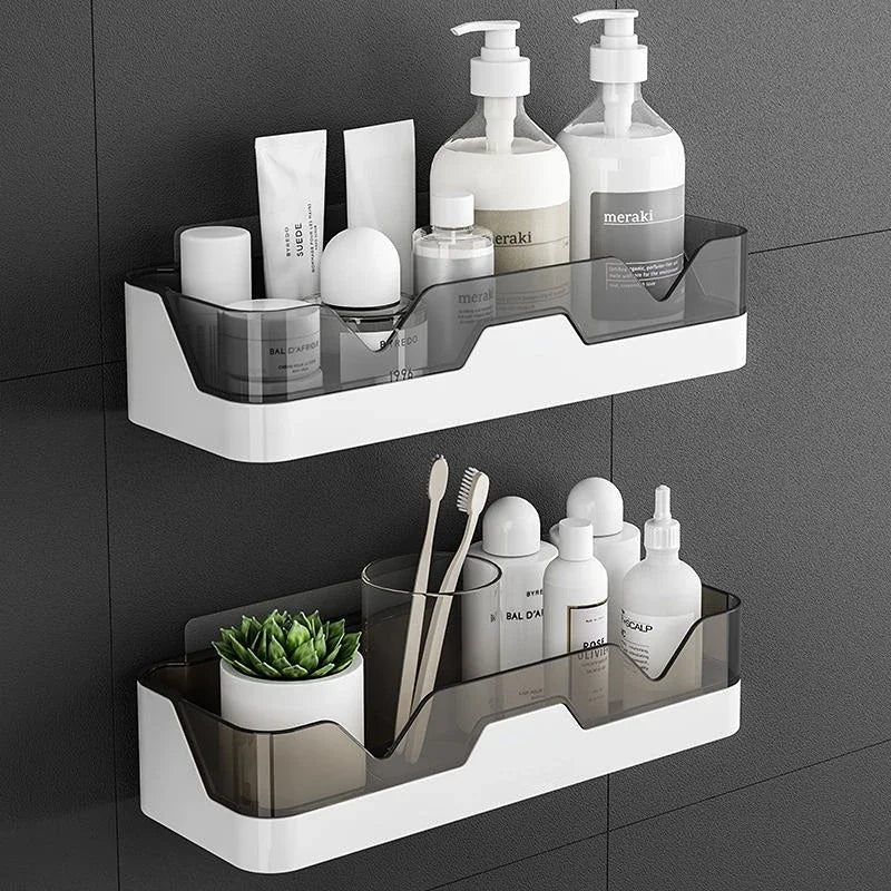 No Drill Wall-Mounted Black Bathroom Shelf