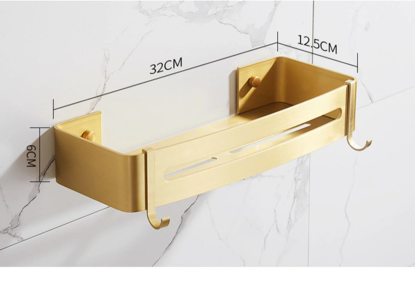 Brushed Gold Wall-Mounted Bathroom Corner Shelf